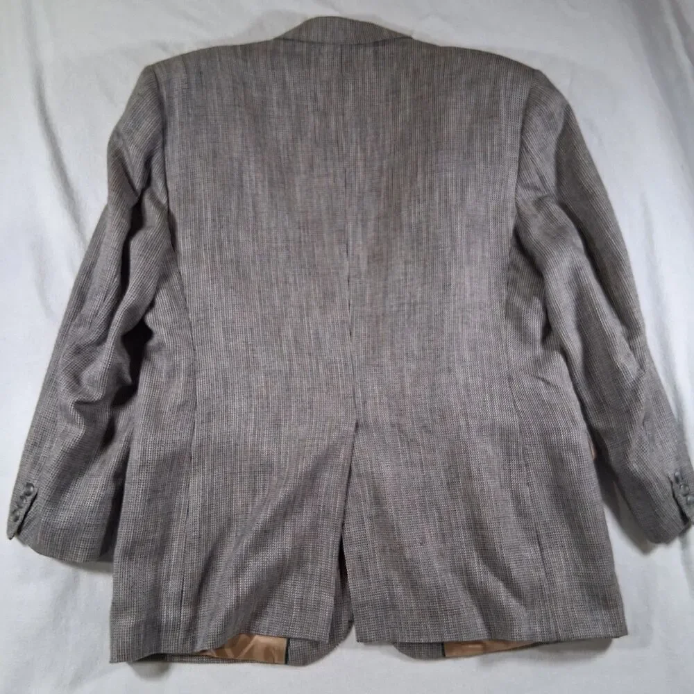 Haggar Brown Basketweave Tweed Wool Sport Coat Blazer Jacket Academia VTG